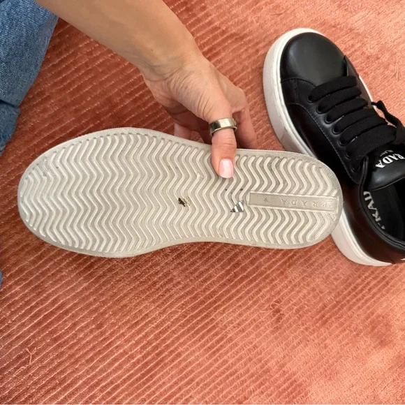 Prada Monochrome Platform Leather Sneakers - Picture 5 of 7